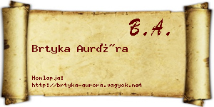 Brtyka Auróra névjegykártya